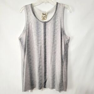 Vocal USA NWT Sleeveless Unfinished Hem Black Bejweled Animal Print Ladies XL